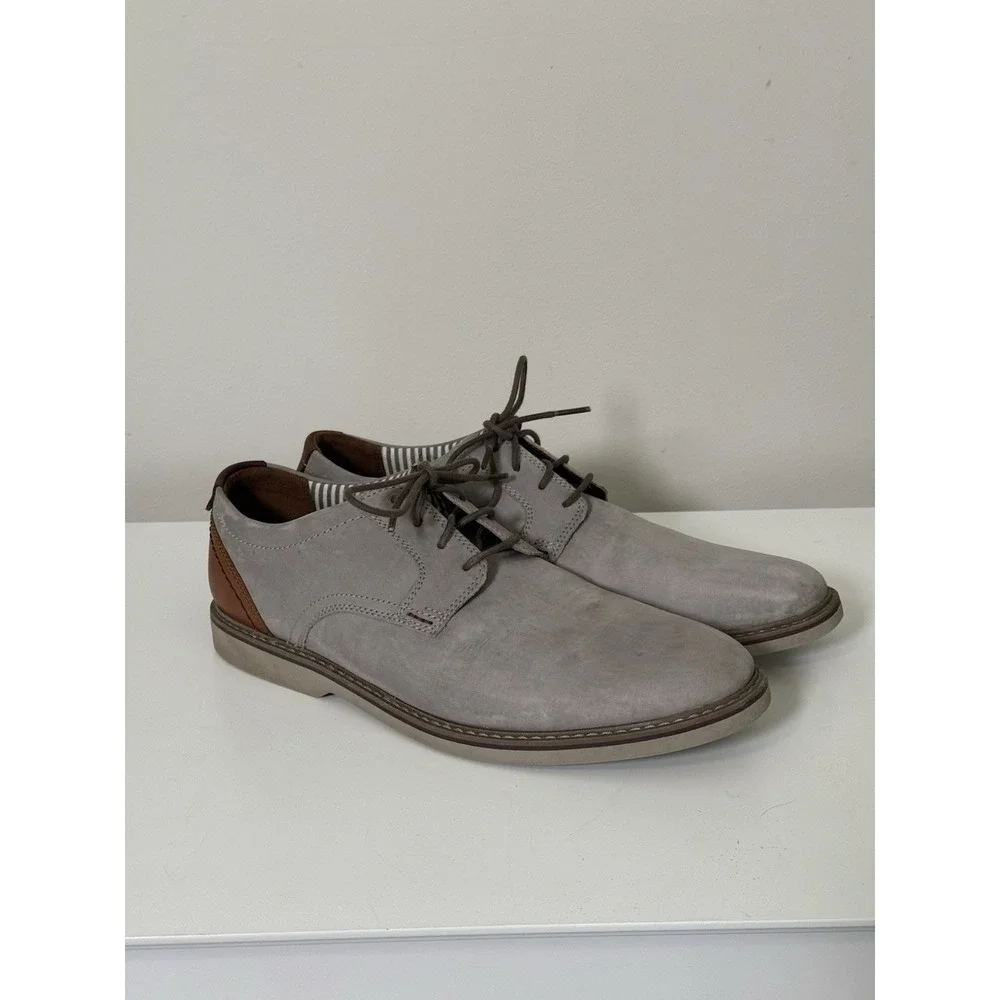 Clarks Mens Radcliff Low Gray Leather Casual Shoes Suede Sz 12 Event Office